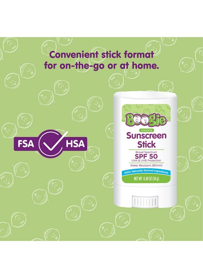 Baby Sunscreen Stick By Boogie Block Mineral Sunscreen Spf 50 Fsa'Hsa Eligible Travel Size Sunblock For Kids Zinc Oxide Water Resistant Vegan Fragrance Free Pack Of 1