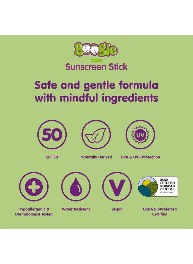 Baby Sunscreen Stick By Boogie Block Mineral Sunscreen Spf 50 Fsa'Hsa Eligible Travel Size Sunblock For Kids Zinc Oxide Water Resistant Vegan Fragrance Free Pack Of 1