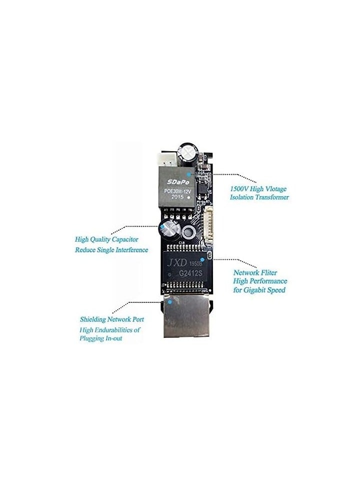 Gigabit Type C PoE Splitter 5V 3A, IEEE 802.3(AF/AT) Standard, 10/100/1000Mbps Type C Power Over Ethernet Splitter With RJ45 port And TYPEC Port