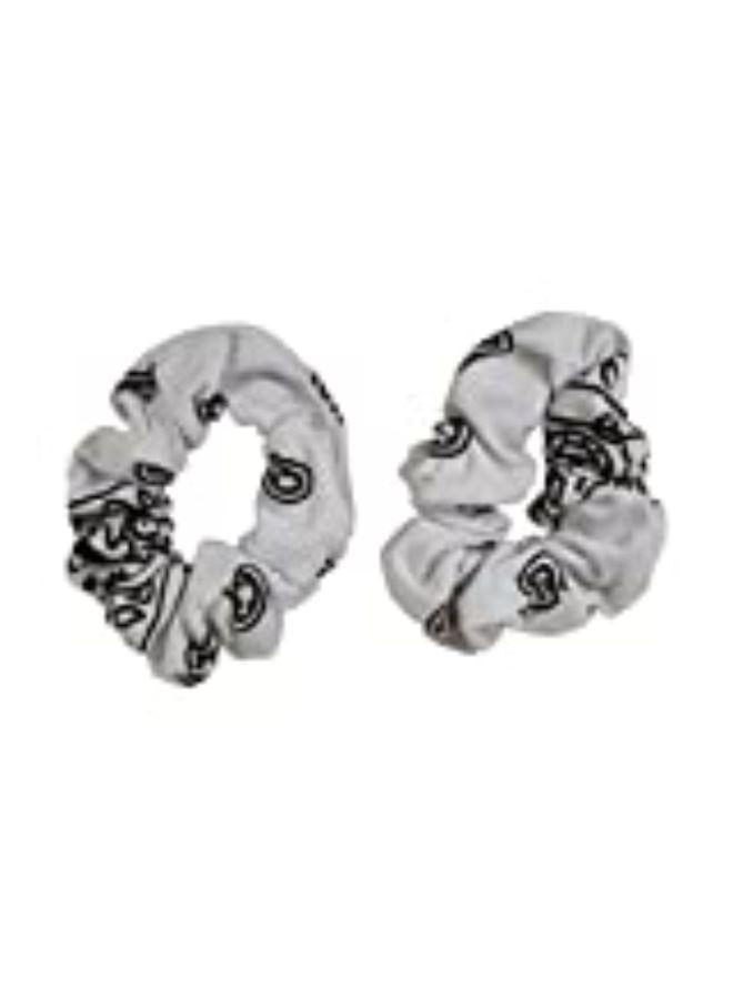 White Bandana Scrunchies Cotton Hair Bobble - Set Of 2