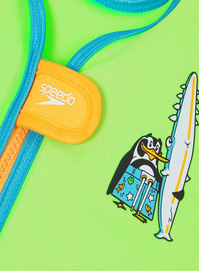 Kids' Learn to Swim Character Printed Float Vest Green