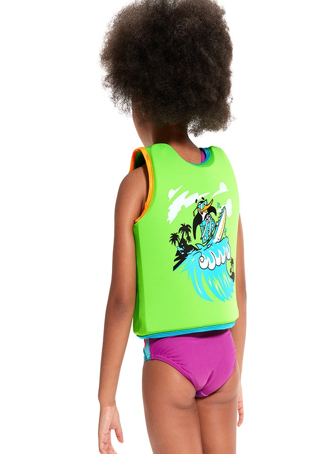 Kids' Learn to Swim Character Printed Float Vest Green