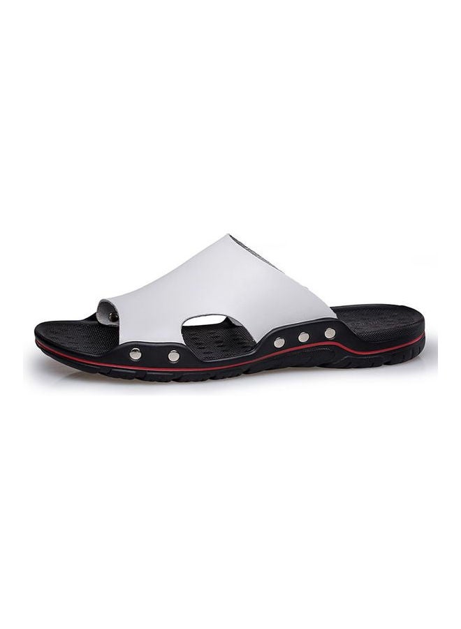 Summer Slippers Leather Sandals Non-slip Black/White