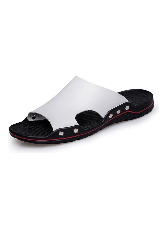 Summer Slippers Leather Sandals Non-slip Black/White