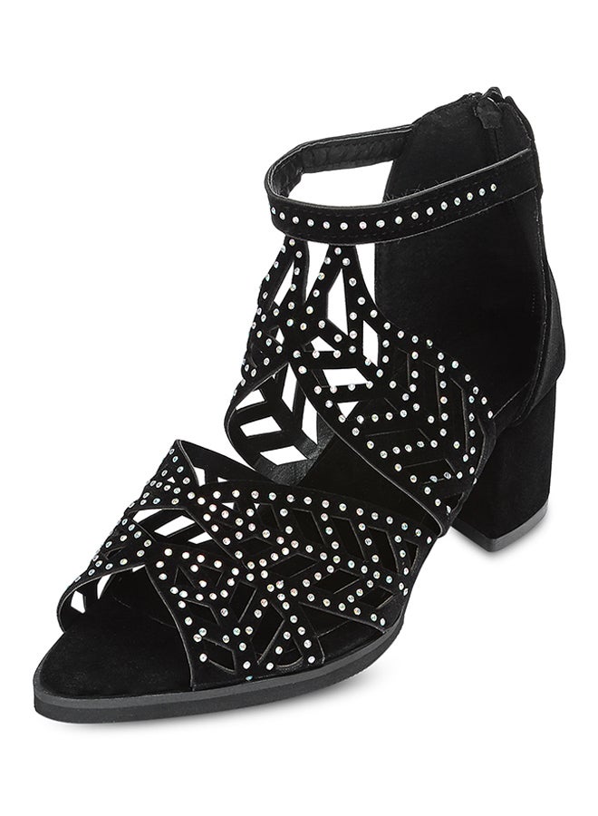 Rhinestone Studded Sandal Black