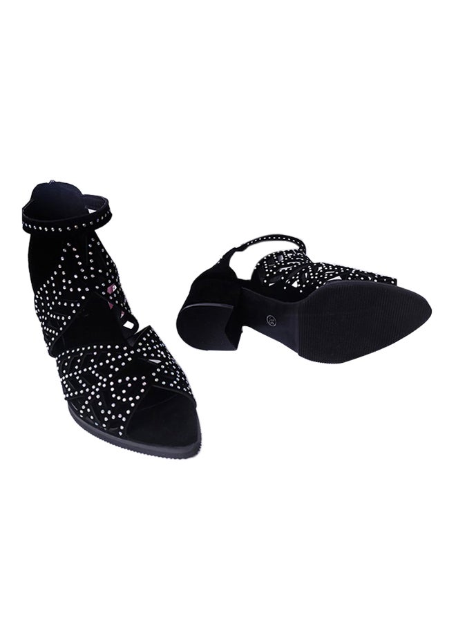 Rhinestone Studded Sandal Black