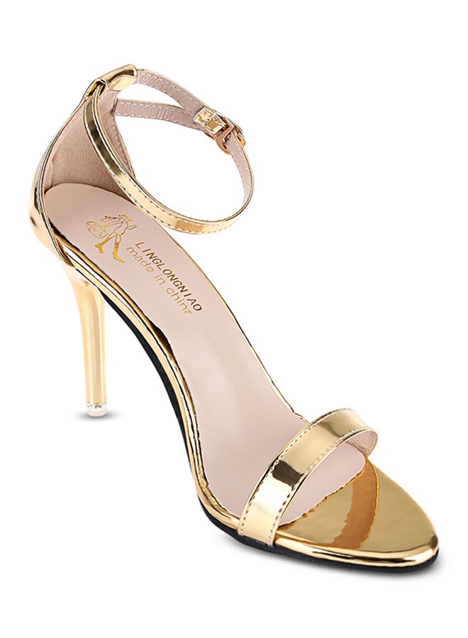 Ankle Strap High Heel Sandal Gold