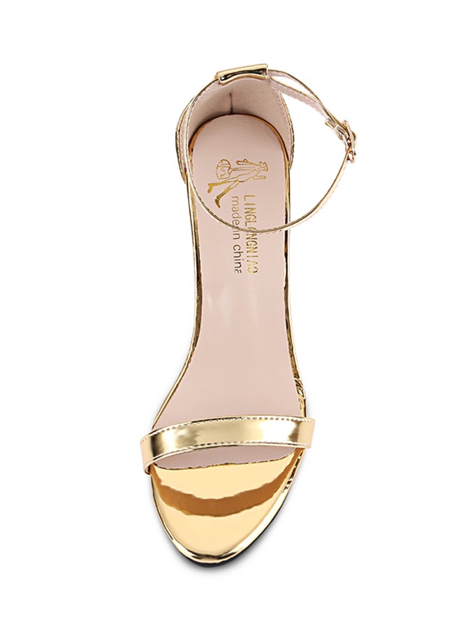 Ankle Strap High Heel Sandal Gold