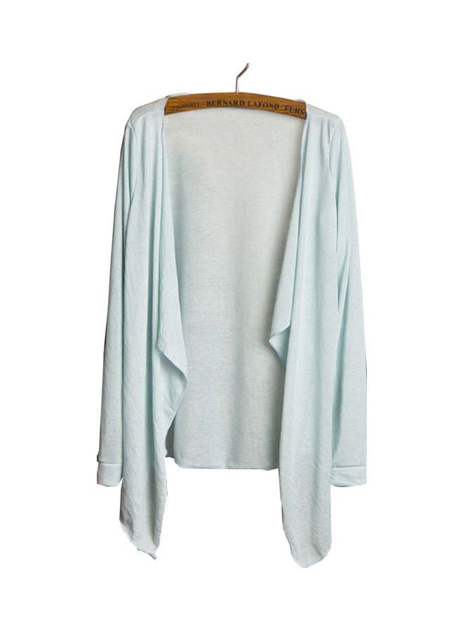 Summer Beach Long Sleeve Sunscreen Cardigan Casual Shawl Light Blue