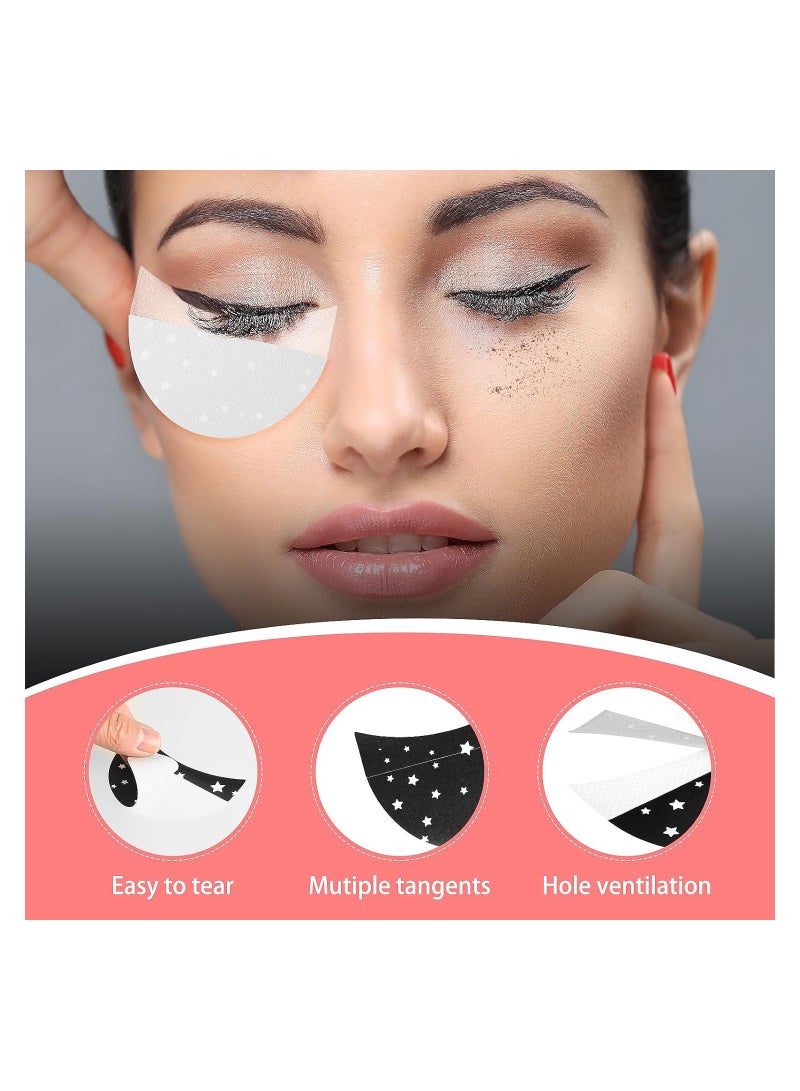 220Pcs Eyeshadow Shields, EyeShadow Pad Stencil Lint Free Under Eye Pad Prevent Makeup Residue Half-Moon Shape EyeShadow Patches Shields for Eyeliner Eyelash Extensions Lip Makeup(Black)
