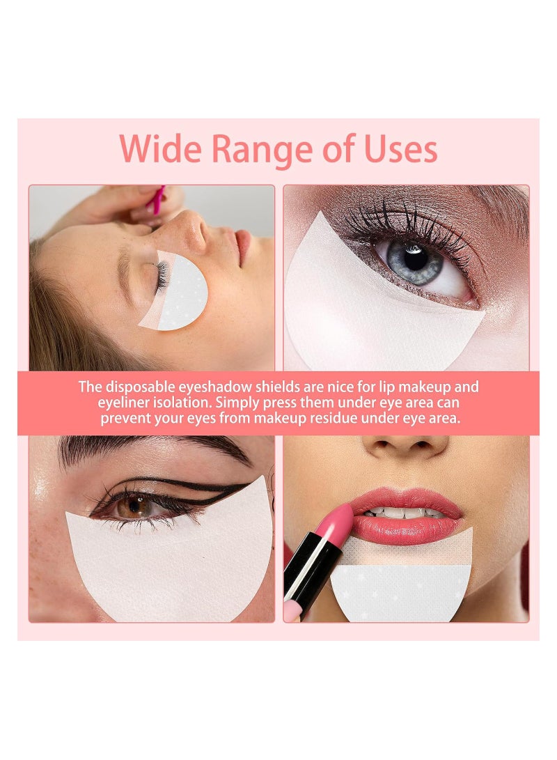220Pcs Eyeshadow Shields, EyeShadow Pad Stencil Lint Free Under Eye Pad Prevent Makeup Residue Half-Moon Shape EyeShadow Patches Shields for Eyeliner Eyelash Extensions Lip Makeup(Black)
