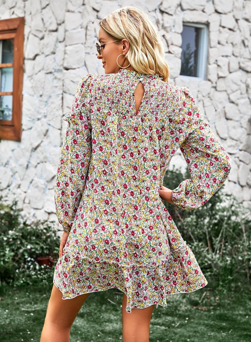 Floral Reduction Holiday Casual Dress Multicolour