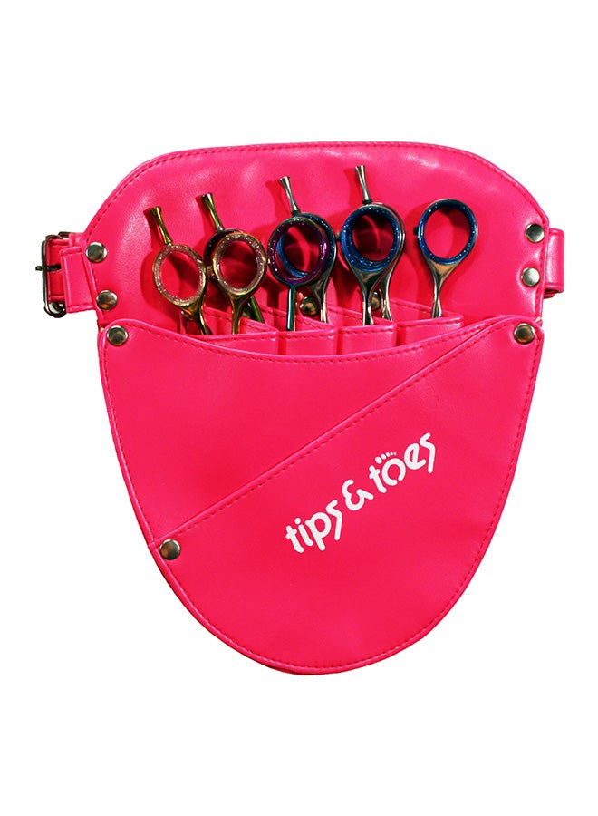 Hair Scissors Holster Pouch With Waist Shoulder Belt Pink One Size