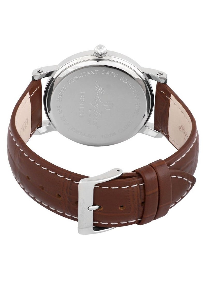 City White Dial Brown Leather Men's Watch HB611251AG