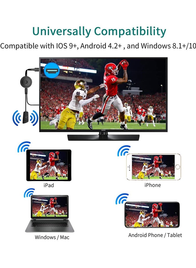 4K Wireless HDMI Display Dongle Adapter 1080P, WiFi Streaming Movies, Shows, and Live TV Receiver from iPhone, iPad, Android, Tablet, Window to HDTV/Monitor/Projector, Miracast, Airplay, DLNA, Chrome