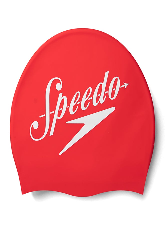 Printed Silicone Swim Cap Red