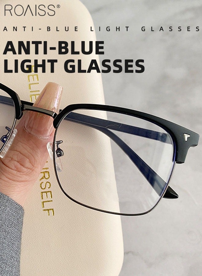 Blue Light Blocking Glasses Blue Light Filter Computer Reading Gaming TV Phones Browline Eyeglasses Fashion Anti Eyestrain Headache Eyewear for Men Women Black 52mm