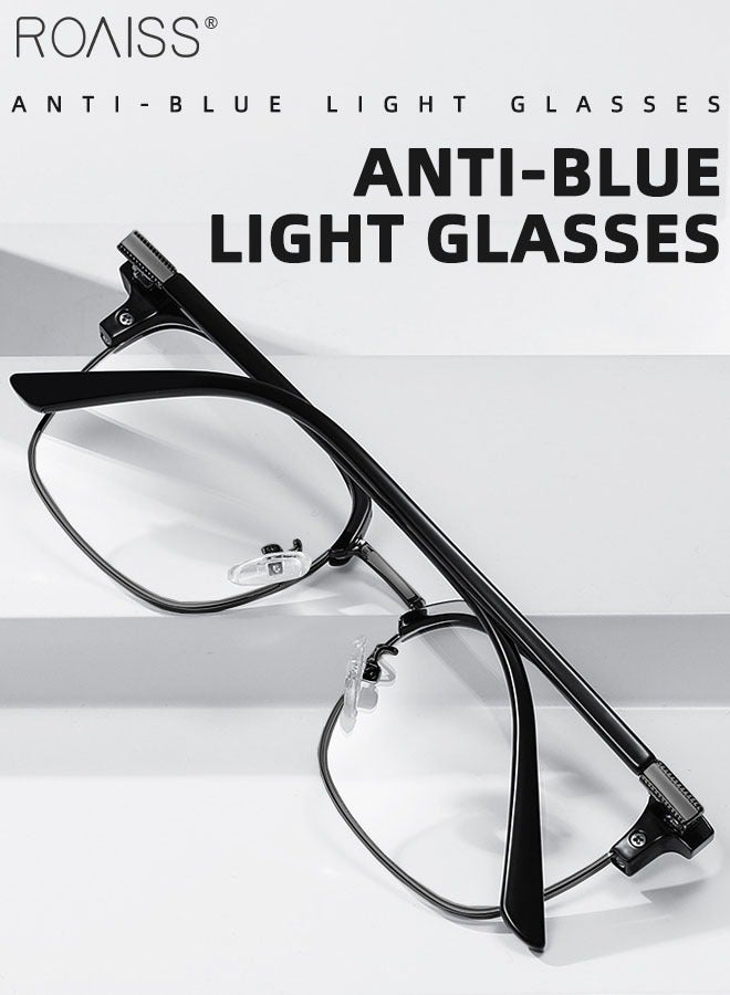 Blue Light Blocking Glasses Blue Light Filter Computer Reading Gaming TV Phones Browline Eyeglasses Fashion Anti Eyestrain Headache Eyewear for Men Women Black 52mm