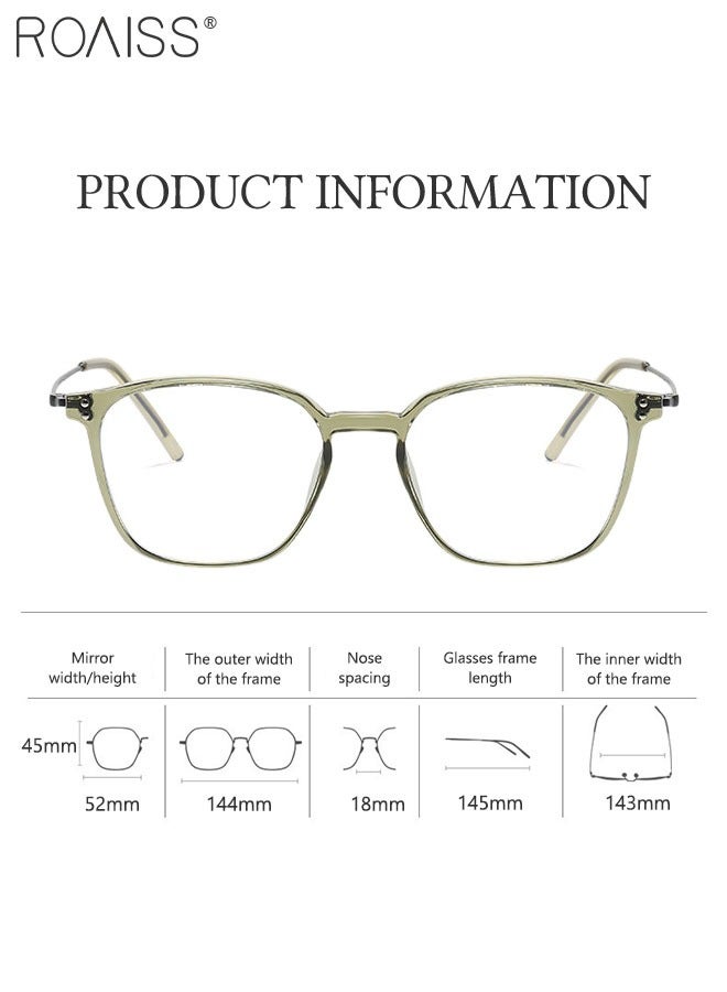 Blue Light Blocking Glasses Blue Light Filter Computer Reading Gaming TV Phones Square Eyeglasses Fashion Anti Eyestrain Headache Eyewear for Men Women Transparent Green 52mm