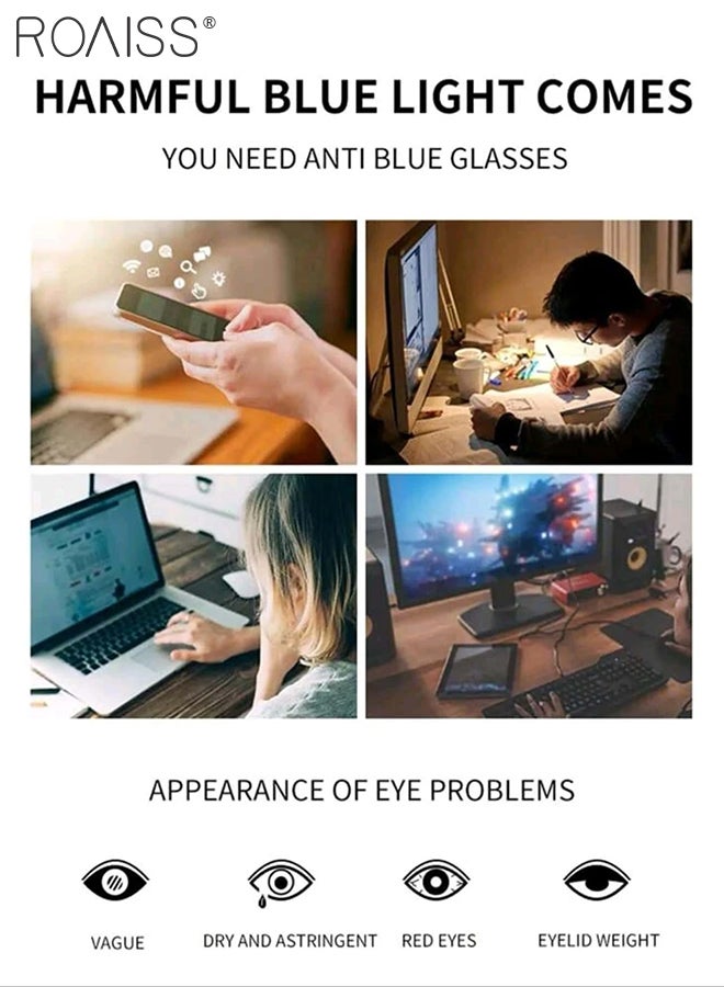 Blue Light Blocking Glasses Blue Light Filter Computer Reading Gaming TV Phones Square Eyeglasses Fashion Anti Eyestrain Headache Eyewear for Men Women Transparent Green 52mm