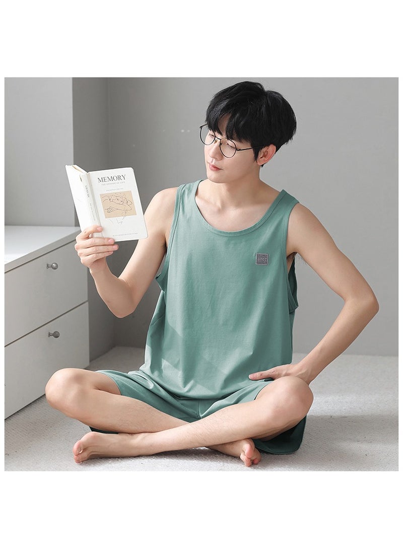 Fashionable Men's Minimalist Casual Sleeveless Shorts Home Set