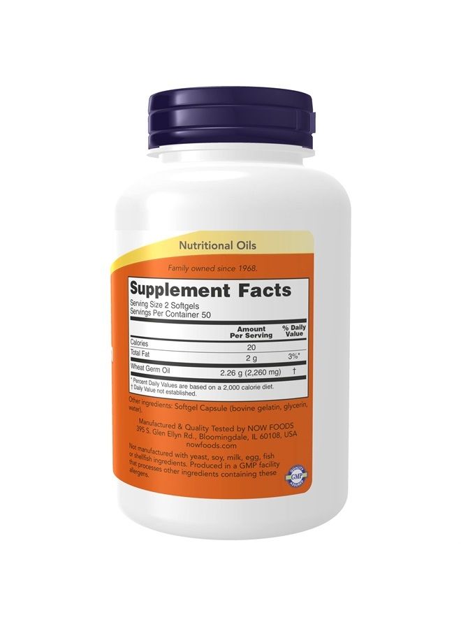 Supplements, Wheat Germ Oil 1,130 mg with Essential Fatty Acids (EFAs), Nutritional Oil, 100 Softgels