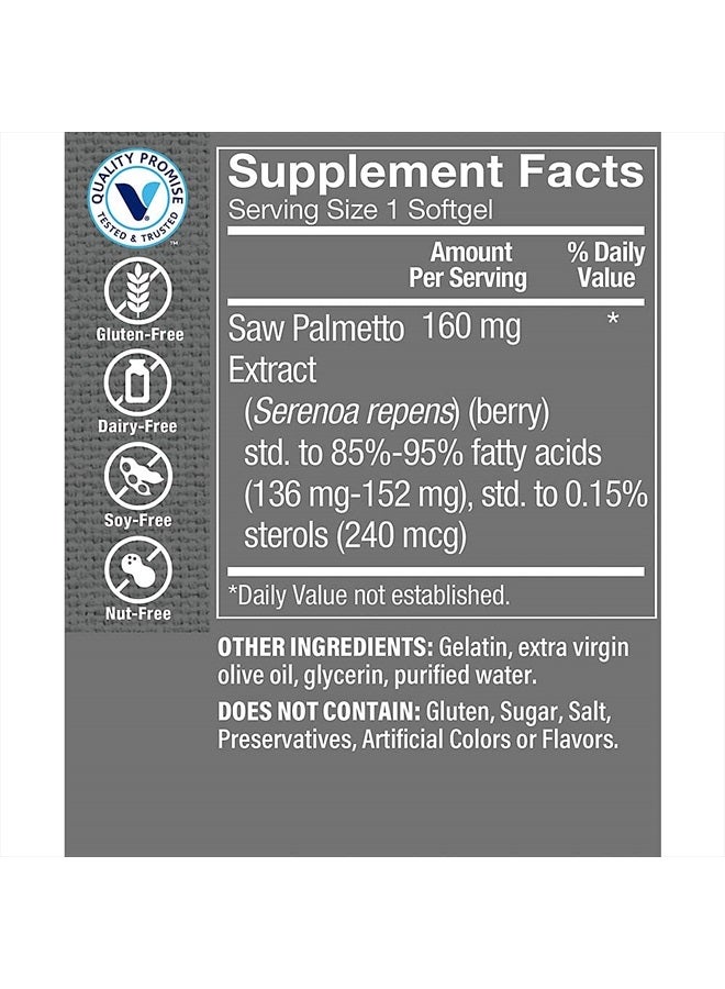 Saw Palmetto Extract 160mg, Supplement for Prostate Health - Easy to Swallow Softgels (300 Softgels)