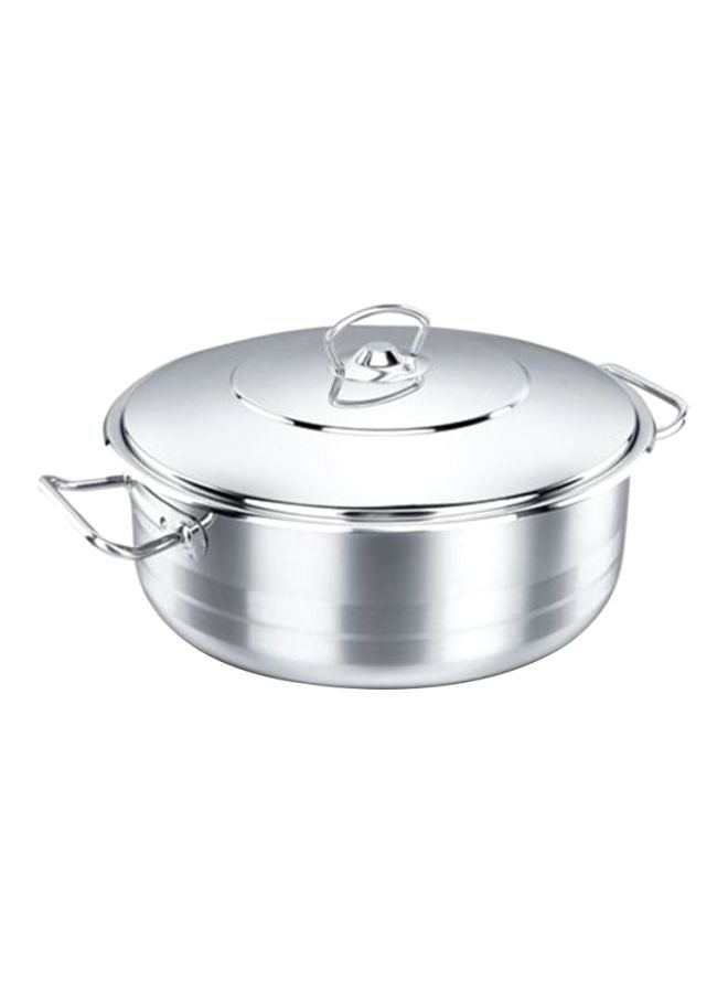 Stainless Steel Low Casserole Sauce Pot Stockpot With Lid And Handle Silver 10Liters