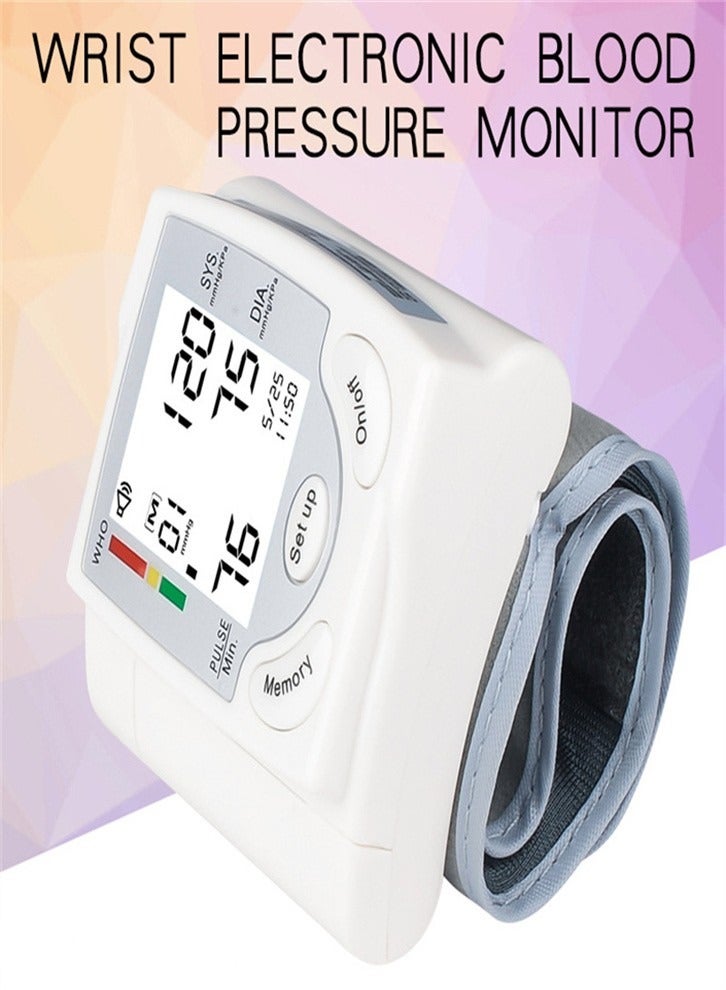 Wrist blood pressure monitor, fully automatic blood pressure monitor suitable for home office travel use （White）