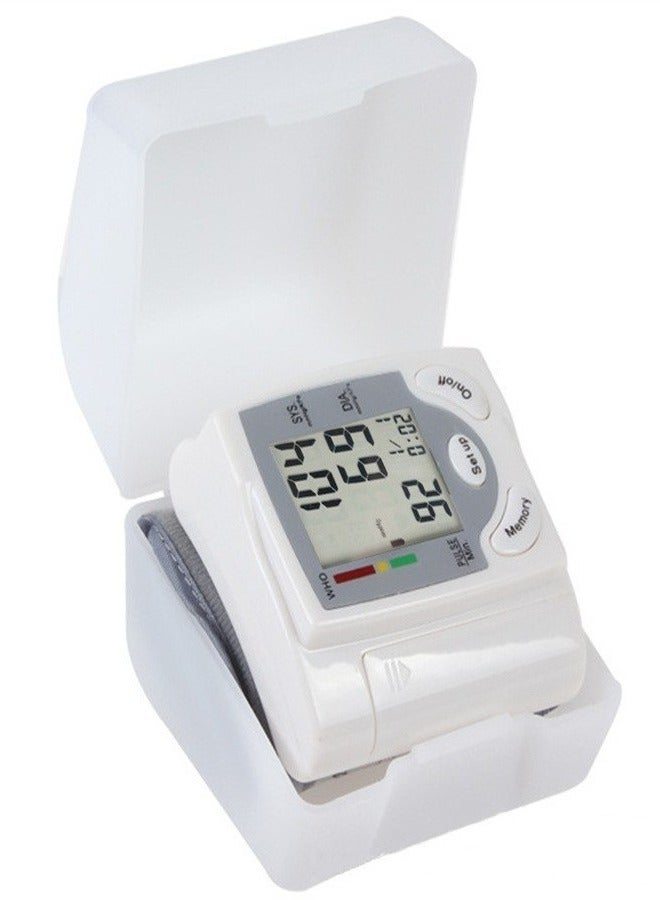 Wrist blood pressure monitor, fully automatic blood pressure monitor suitable for home office travel use （White）