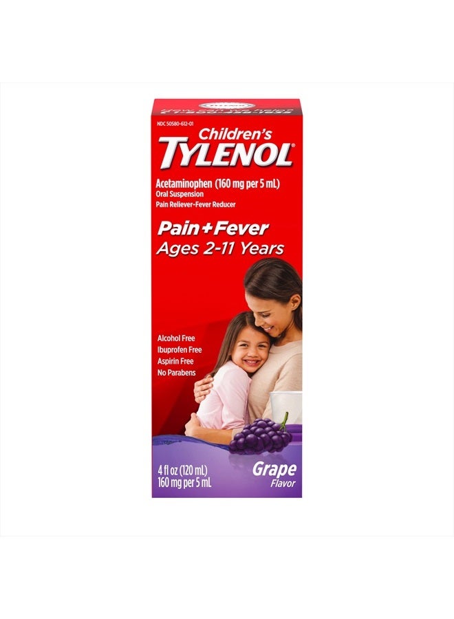 Children's Oral Suspension, Fever Reducer and Pain Reliever, Grape, 4 fl oz