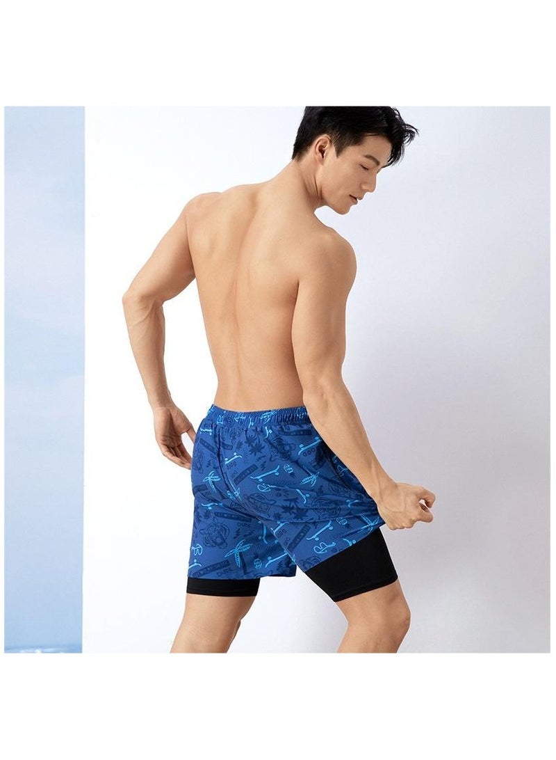 Fashionable Men's Double-Layer Quick Drying Beach Swimming Shorts