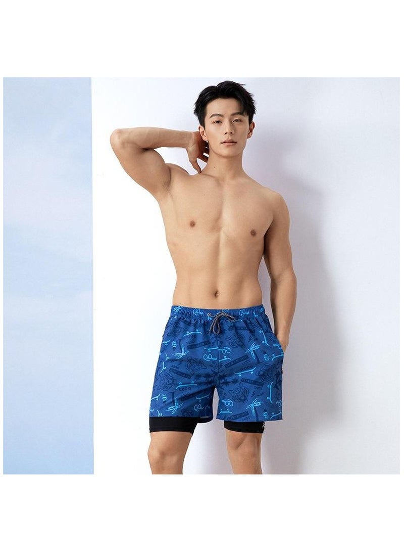 Fashionable Men's Double-Layer Quick Drying Beach Swimming Shorts