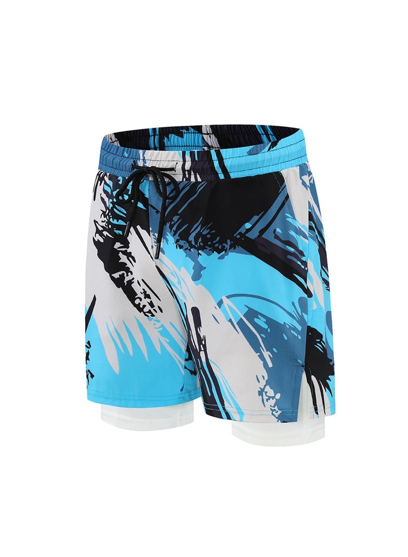 Fashionable Men's Double-Layer Quick Drying Beach Swimming Shorts