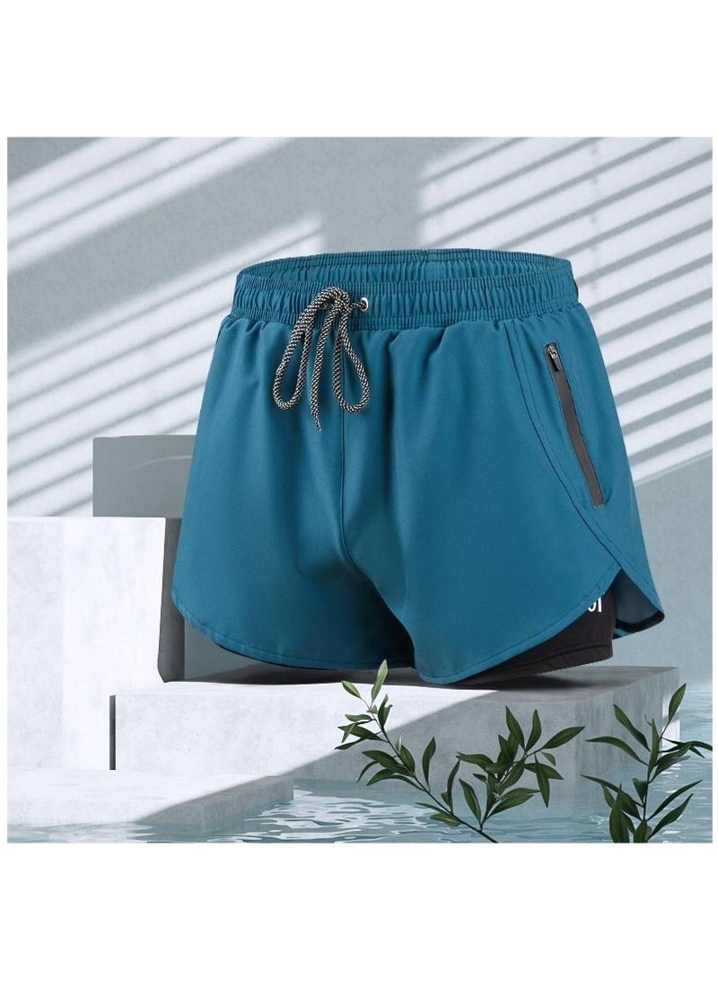 Fashionable Men's Double-Layer Quick Drying Beach Swimming Shorts