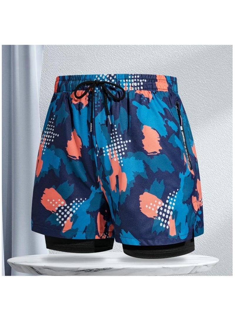 Fashionable Men's Double-Layer Quick Drying Beach Swimming Shorts