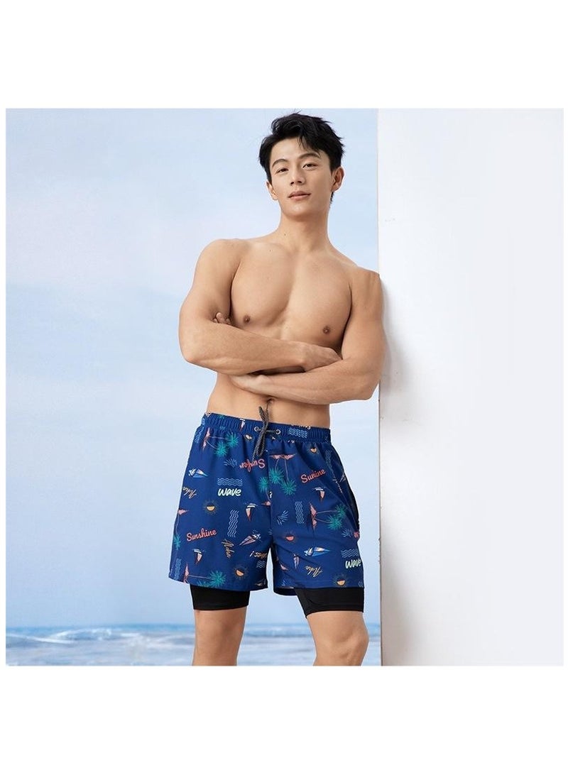 Fashionable Men's Double-Layer Quick Drying Beach Swimming Shorts