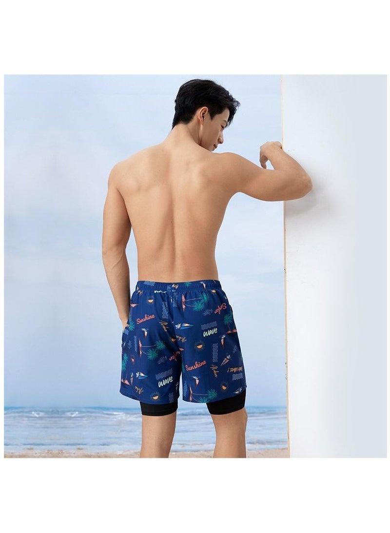 Fashionable Men's Double-Layer Quick Drying Beach Swimming Shorts