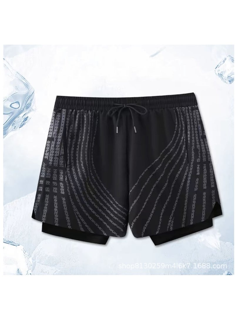 Fashionable Men's Double-Layer Quick Drying Beach Swimming Shorts