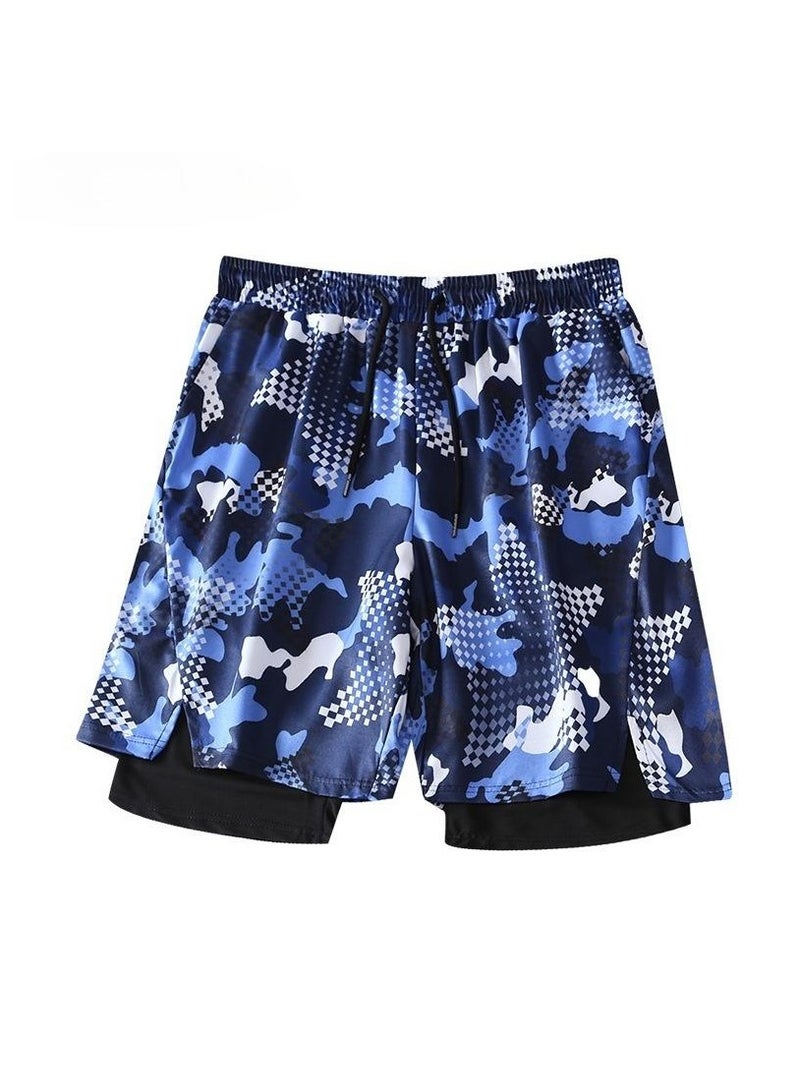 Fashionable Men's Double-Layer Quick Drying Beach Swimming Shorts