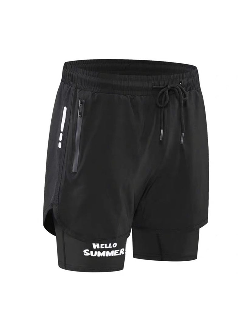 Fashionable Men's Double-Layer Quick Drying Beach Swimming Shorts