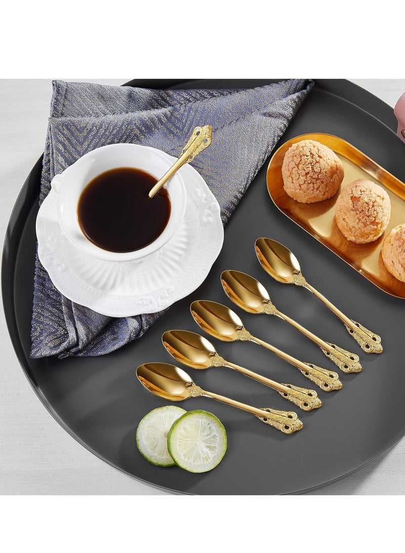 Gold Plastic Spoons Disposable, 25Pcs Dessert Spoon, 6.93 Inch Baroque Gold Plastic Silverware for Dessert Cake, Heavy Duty Plastic Spoons for Party, Wedding, Gorgeous Design Gold Spoons