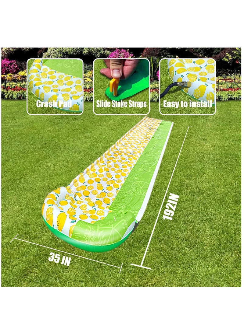 Water Slide for Kids Adults Double Lane Slip Backyards Funner Slip and Slide Summer Water Play Toys Waterslide with 1 Boogie Boards 15.75FT 1 Sliding Racing Lanes for Backyard