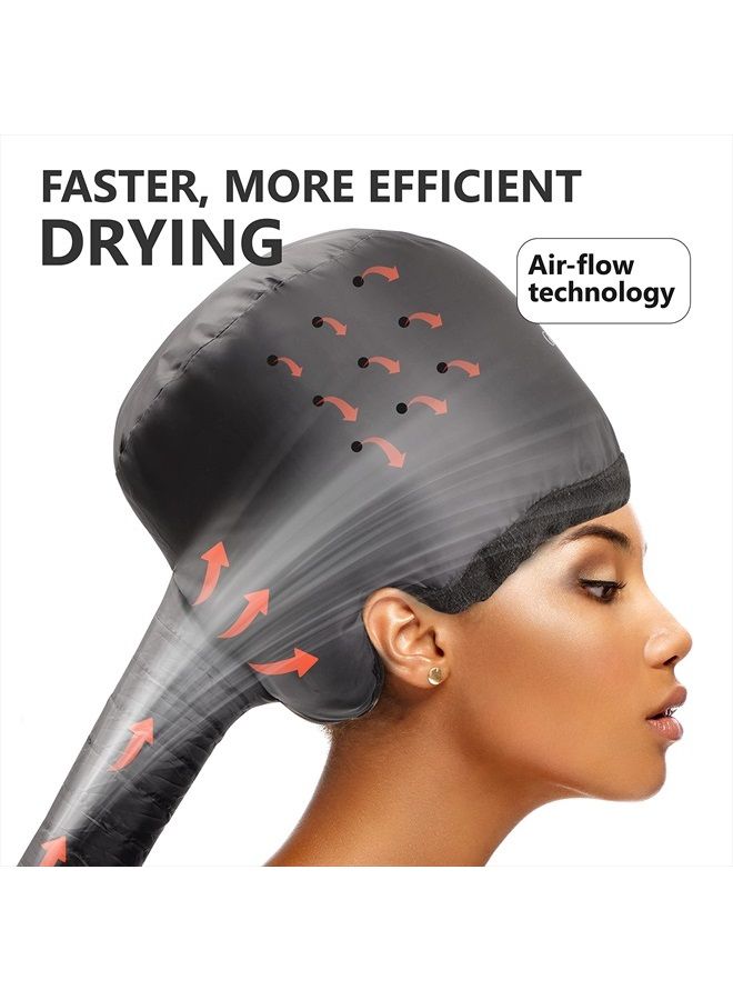 Hair Dryer Bonnet w/A Headband Integrated That Reduces Heat Around Ears & Neck - Hair Dryer Hooded Diffuser Cap for Curly, Speeds Up Drying Time, Safety Deep Conditioning At Home - Portable, Large