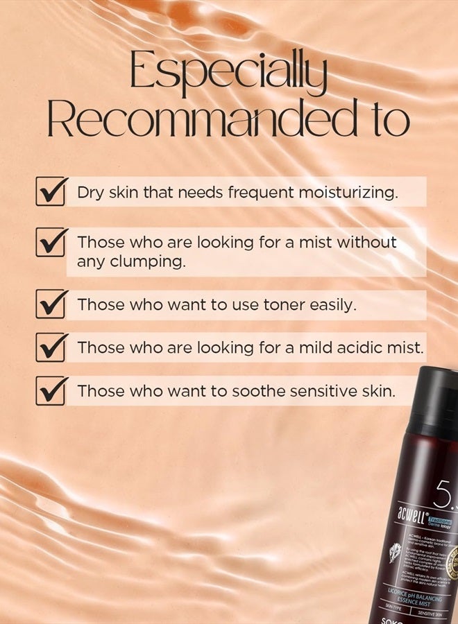 Licorice pH Balancing Essence Hydrating Face Mist 3.38 fl.oz. - Soothing and Hydrating with Licorice Water for Instant Moisturization, Facial Mist Without Nitrogen for All Skin Types