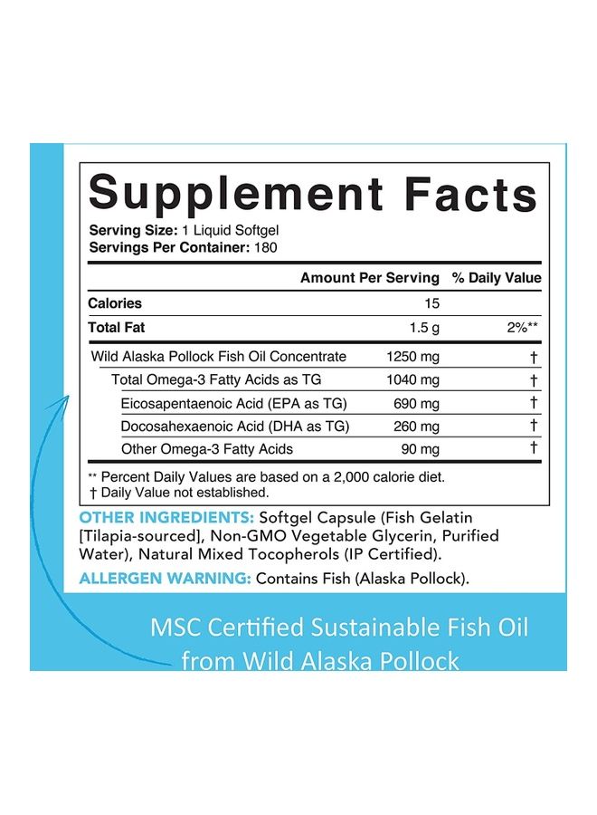 Sports Research Omega -3 Fish Oil Triple Strength  180 Soft Gels