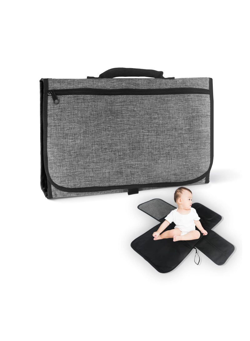 Portable Changing Mat, Baby Travel Changing Mat, Foldable Waterproof Diaper Nappy Pad with Storage Pockets, Lightweight Changing Pad with Memory Foam Headrest, Multifunctional Baby Changing Table