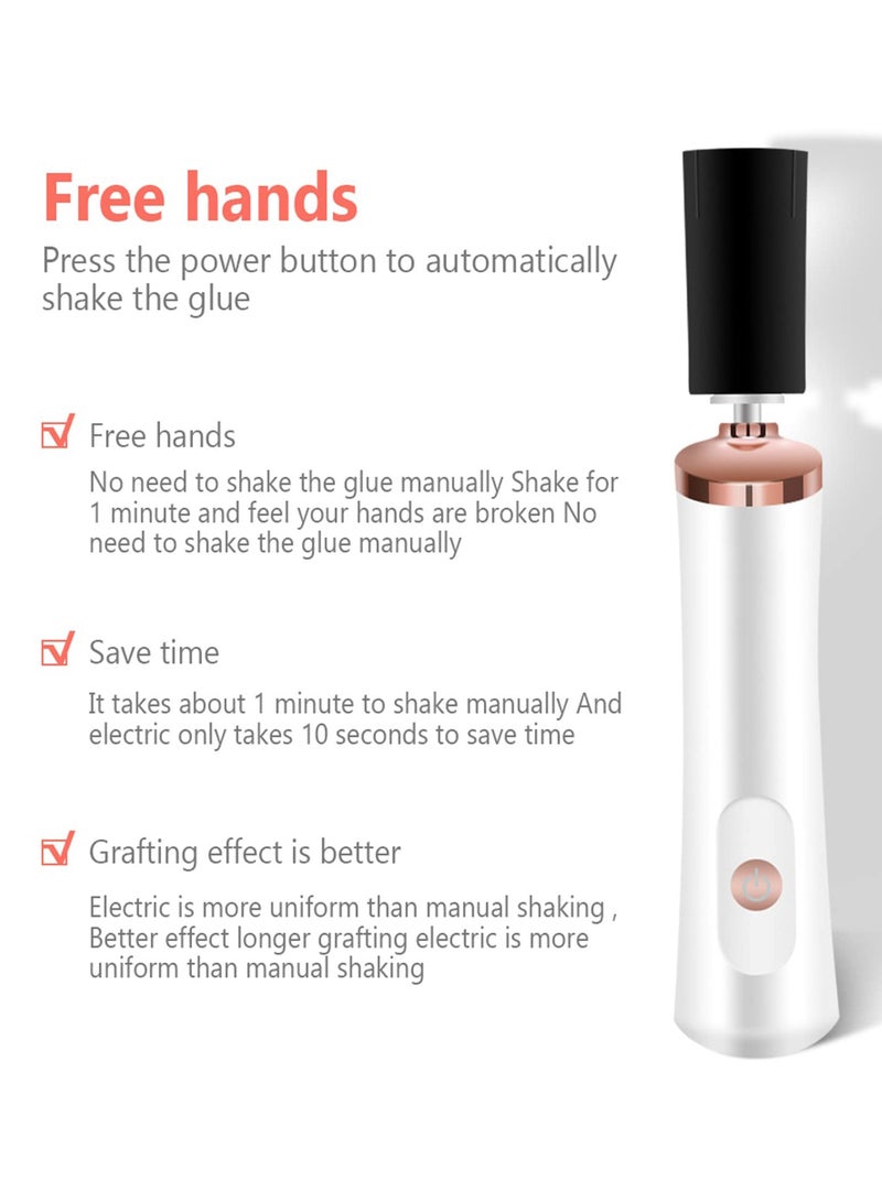 Glue Shaker for Eyelash Extensions, Portable Electric Lash Glue Shaker, Nail Lacquer Shaker with 2 Connectors and 6 Sizes of Caliber, Liquid Mixer for Eyelash Glue and Nail Polish