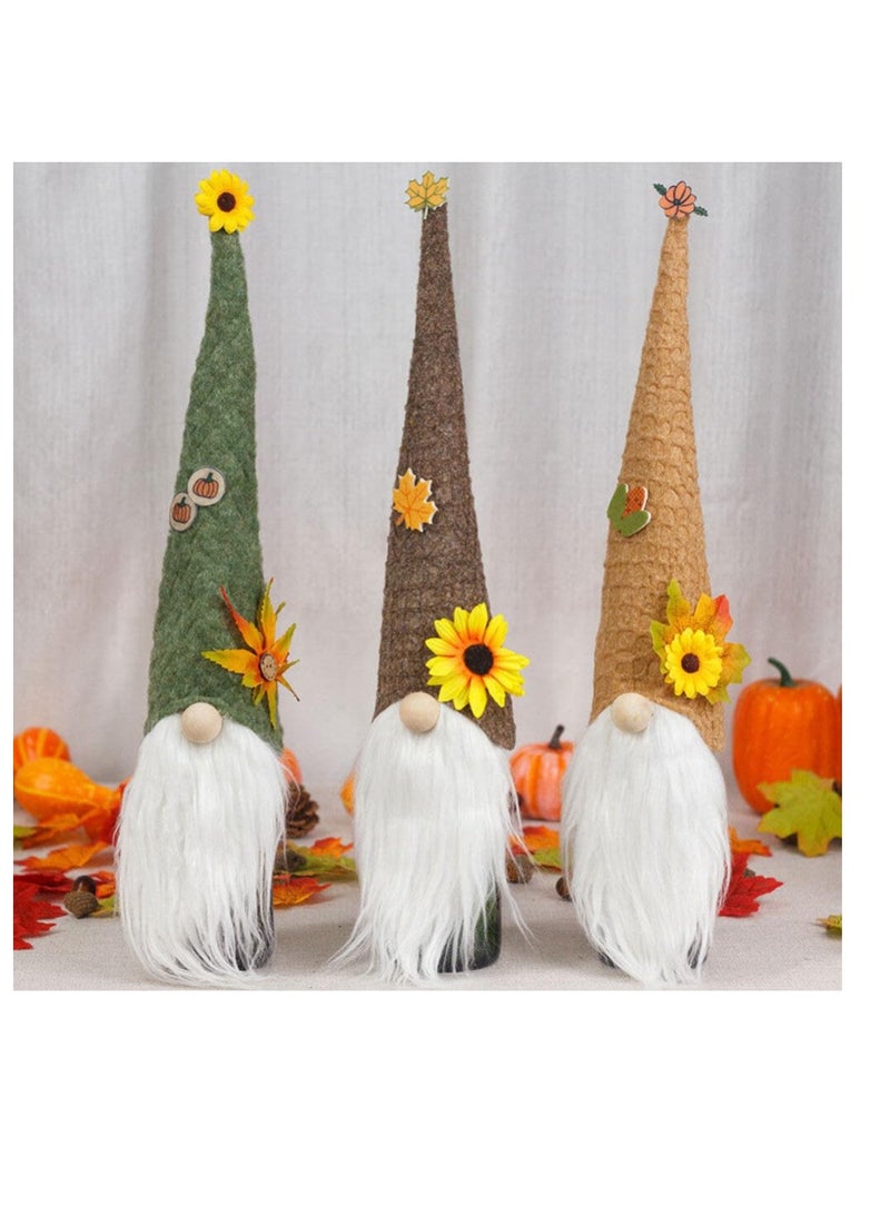 3pcs Gnome  Wine Bottle Covers  Gnome Bottles Cover Gnomes Plush Wine Bottle Decorations for  Festival Party Holiday