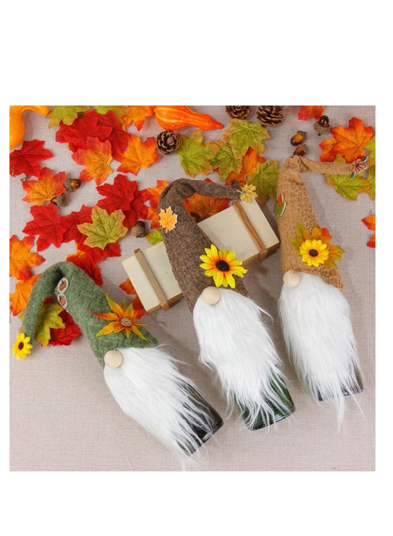 3pcs Gnome  Wine Bottle Covers  Gnome Bottles Cover Gnomes Plush Wine Bottle Decorations for  Festival Party Holiday